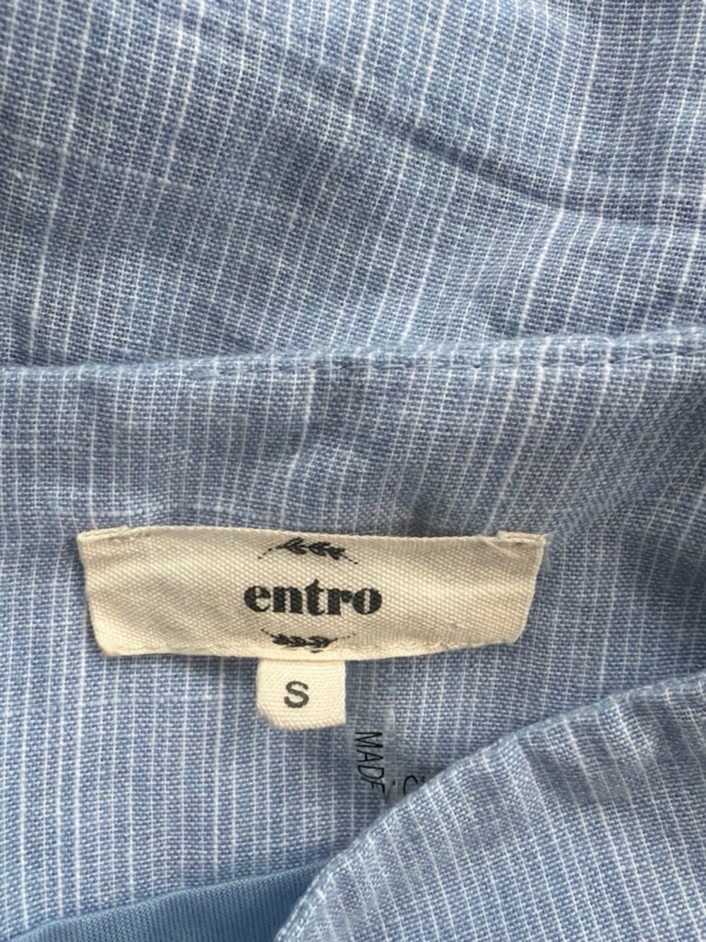 Entro Women’s Light Blue Striped Linen Shorts